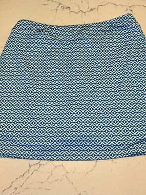 Athletic Blue & White Geometric Print Women’s Skirt SZ Large